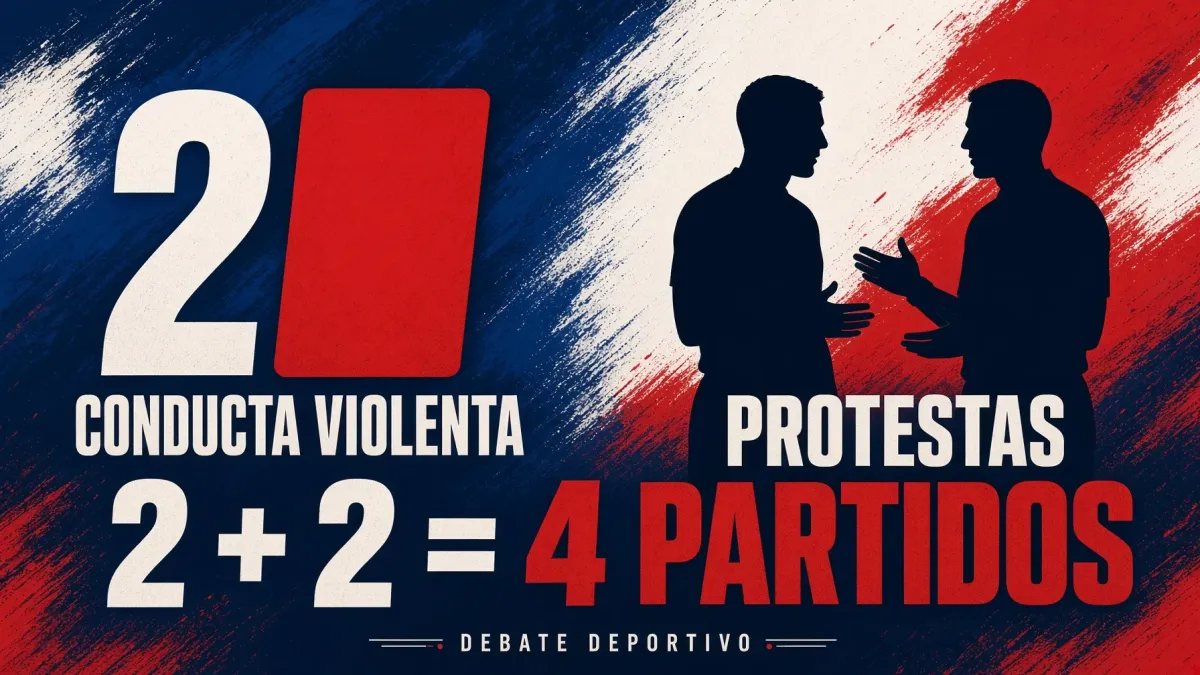 Composición editorial que explica los dos partidos por conducta violenta y los dos por protestas de la sanción a Vinícius.