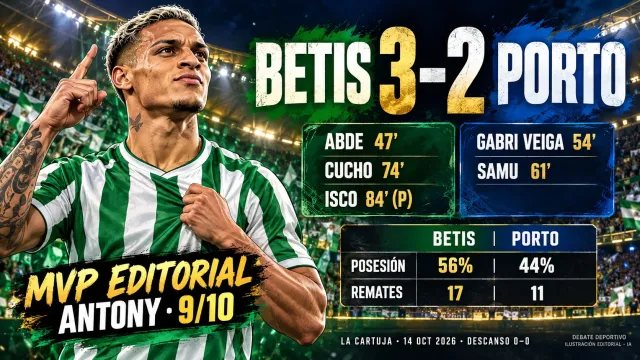 Betis 3–2 Porto: su gran noche de Champions, goles y notas